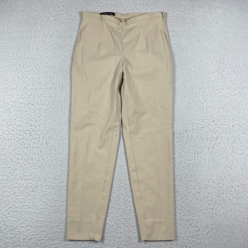 Brooks Brothers Ankle Pants Womens 2 Beige Side Zip Stretch Tapered Khaki Work‎